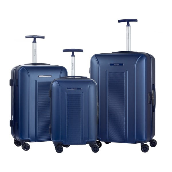 Zestaw 3 niebieskich walizek na kółkach Murano Africa