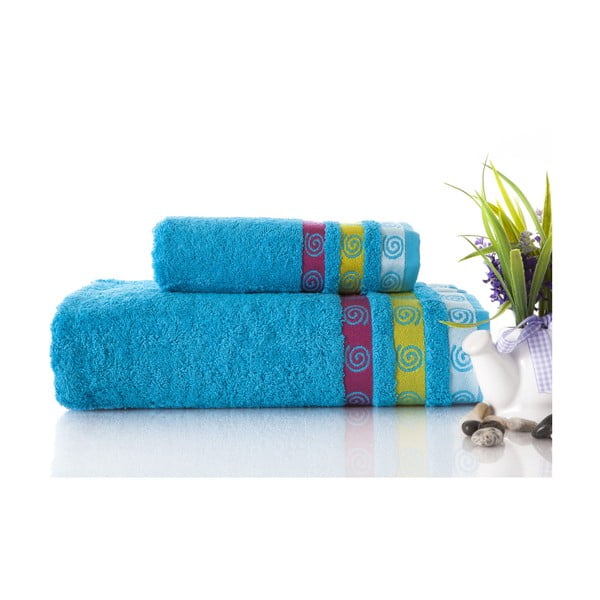 Zestaw 2 ręczników Truva Turquoise, 90x150 i 50x90 cm