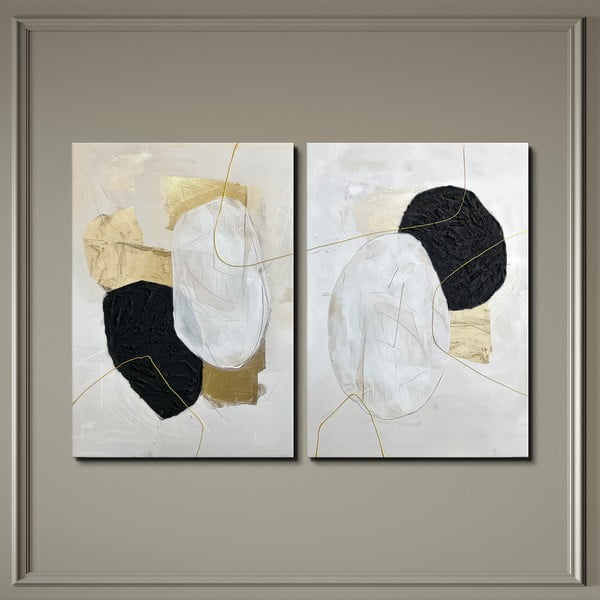 Obrazy z ręcznie malowanymi elementami zestaw 2 szt. 50x70 cm Crystal – Styler-image-3