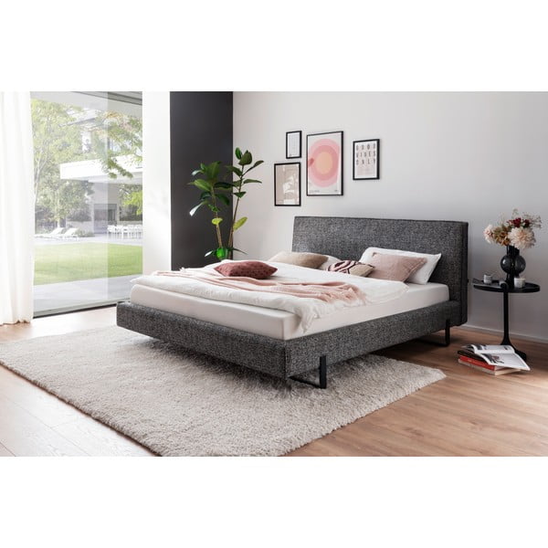 Szare tapicerowane łóżko dwuosobowe bez stelaża 180x200 cm La Gomera – Meise Möbel-image-1