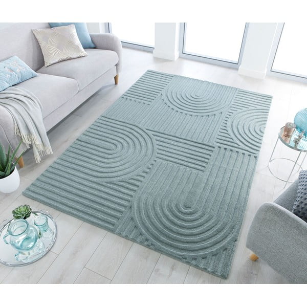 Turkusowy dywan wełniany Flair Rugs Zen Garden, 160x230 cm-image-1