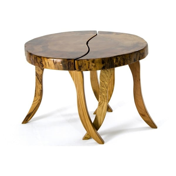 Ręcznie wykonany 2-częściowy stolik z orzechowego drewna Carmen