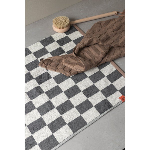 Antracytowo-beżowy dywanik łazienkowy pod prysznic z bio bawełny 50x80 cm Retro – Mette Ditmer Denmark-image-1
