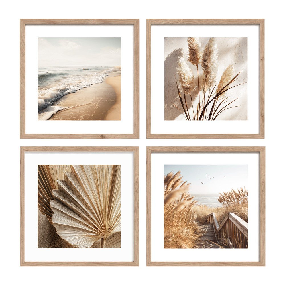 Obrazy zestaw 4 szt. drukowane z ramą w zestawie 30x30 cm Boho Dreams – Styler