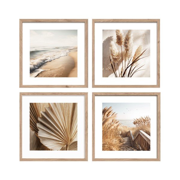 Obrazy zestaw 4 szt. drukowane z ramą w zestawie 30x30 cm Boho Dreams – Styler