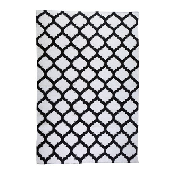 Dywan wełniany Geometry Guilloche Black & White, 160x230 cm