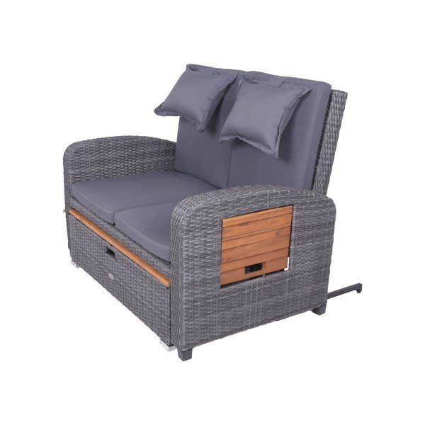 Szara sofa ogrodowa z imitacji rattanu Bari – Garden Pleasure