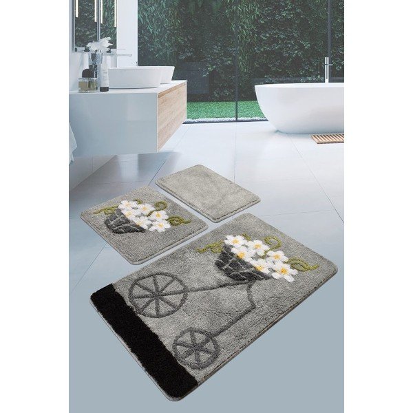 Szare dywaniki łazienkowe zestaw 3 szt. 100x60 cm Alacati – Foutastic-image-1