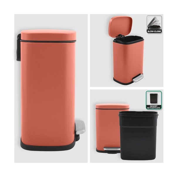 Stalowy kosz na śmieci z pedałem w kolorze terakoty 5 l   Akira – Spirella-image-2