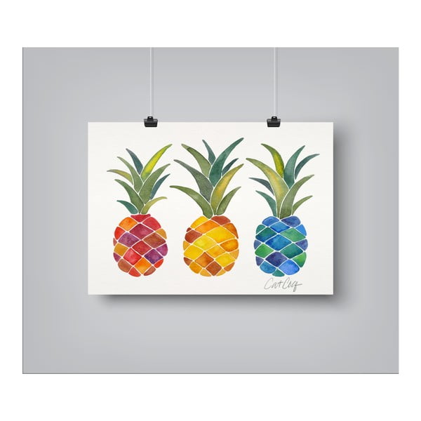 Plakat Americanflat Pineapples Rainbow by Cat Coquillette, 30x42 cm