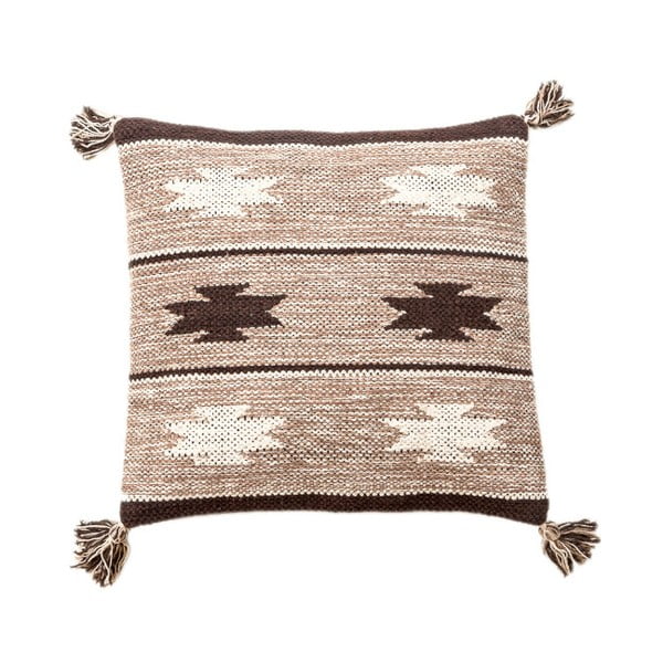 Beżowo-brązowa poduszka ręcznie tkana Navaei & Co Kalush Kilim, 45x45 cm