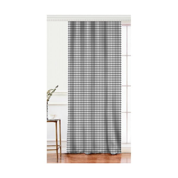Czarno-biała zasłona z domieszką bawełny Minimalist Home World, 140x260 cm