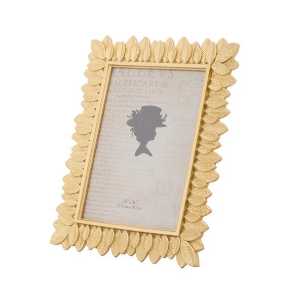Żółta ramka na zdjęcia z żywicy Mauro Ferretti Glam Leaves, 23x28 cm