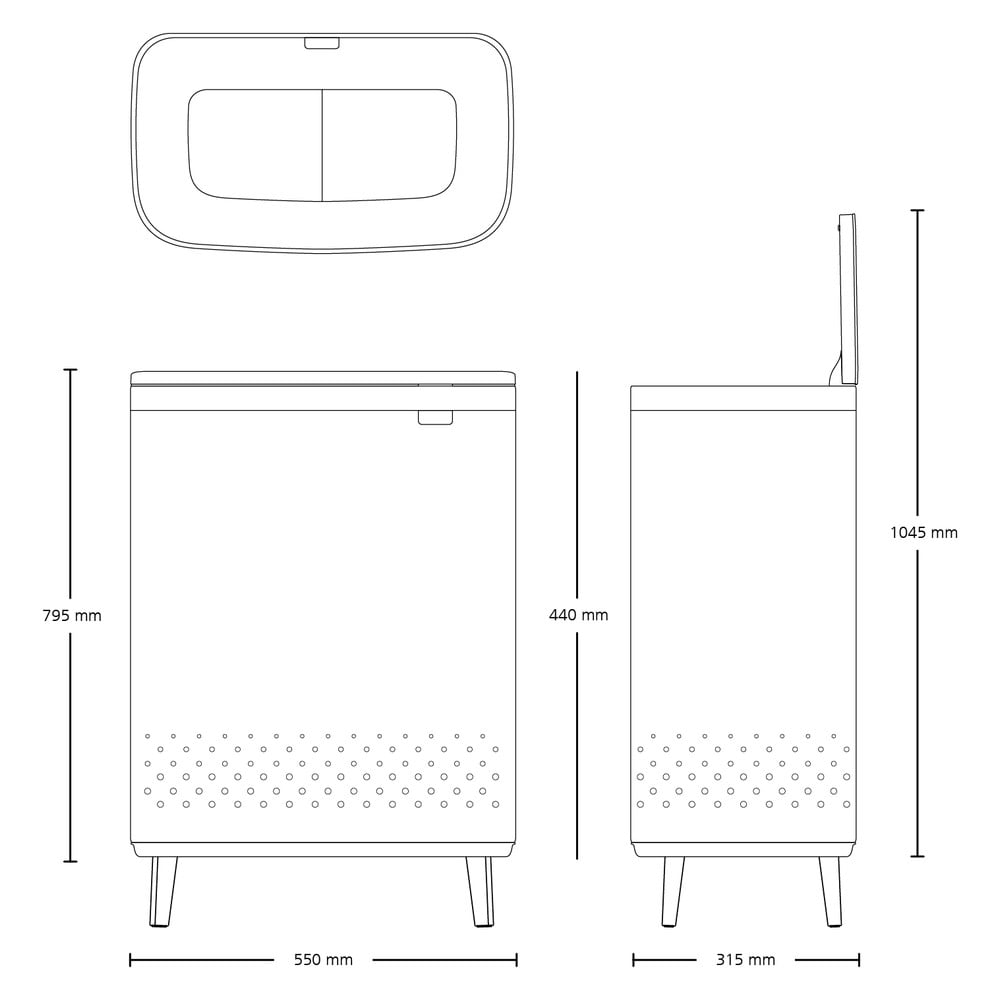 Metalowy kosz na pranie w kolorze matowej czerni 90 l Bo Hi – Brabantia (zdjęcie 7)