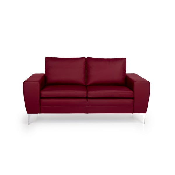 Czerwona sofa skórzana Scandic Twigo, 166 cm