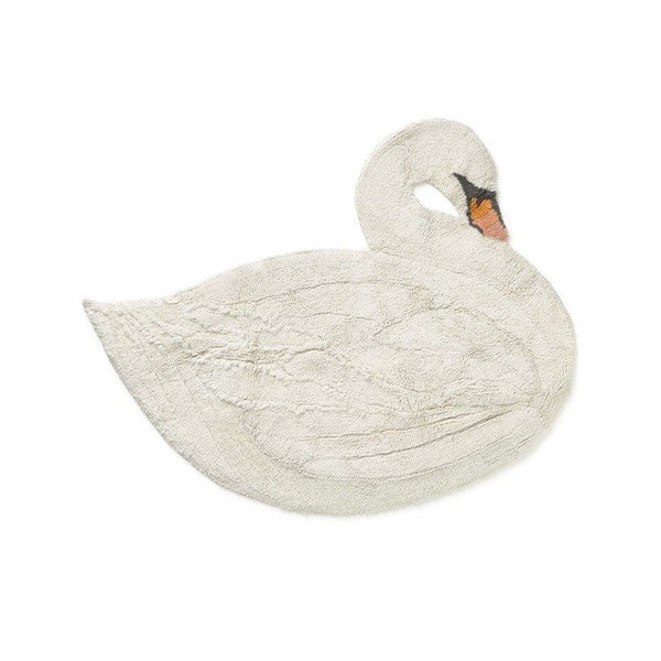 Kremowy bawełniany dywan dziecięcy tkany ręcznie odpowiedni do prania 100x120 cm Swan – Lorena Canals