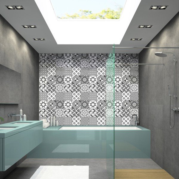 Zestaw 9 naklejek ściennych Ambiance Wall Decal Tiles Azulejos Shades of Gray Sotchi, 15x15 cm-image-2