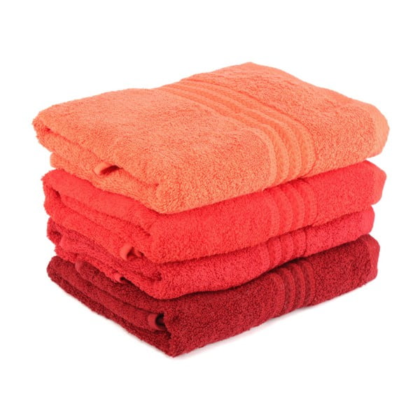 Ręczniki bawełniane czerwone w zestawie 4 szt. 140x70 cm - Foutastic