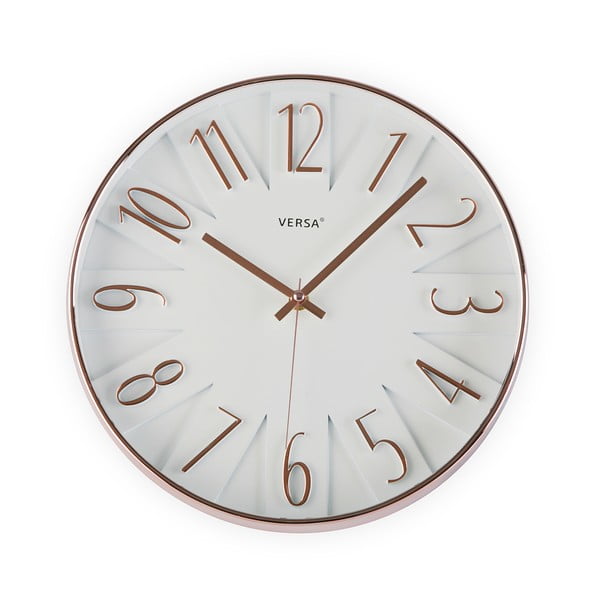 Biały zegar Versa White & Copper, 30 cm