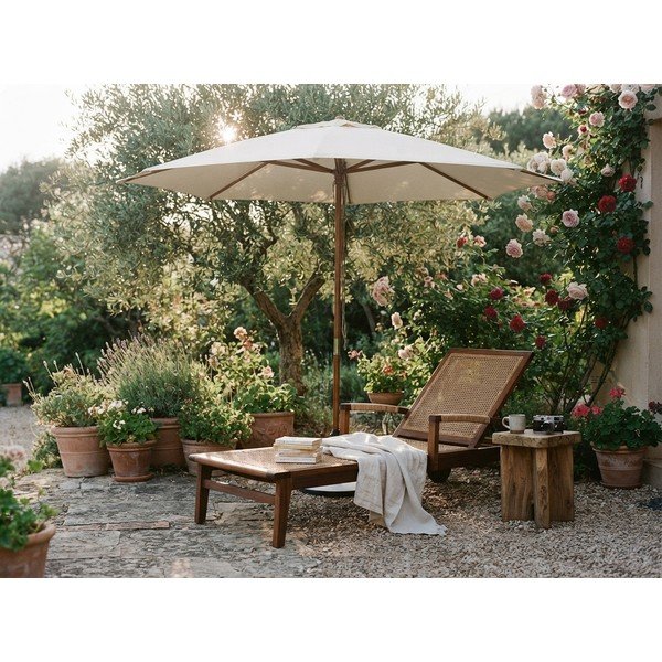 Beżowy parasol ogrodowy ø 300 cm Syros – Bizzotto-image-1