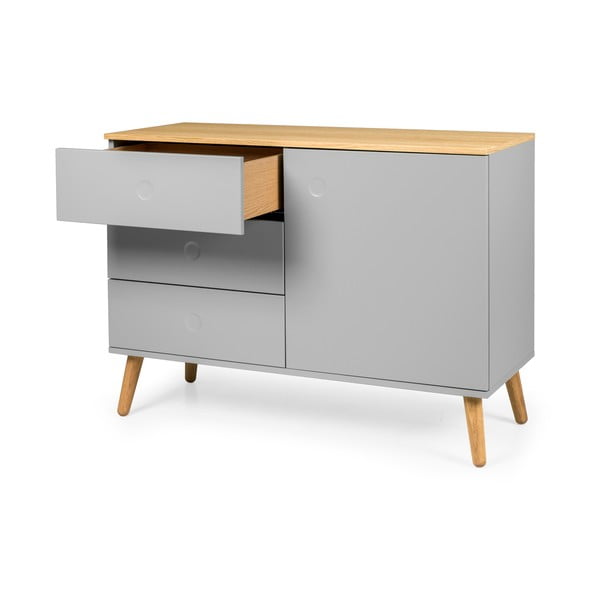 Szara niska komoda w dekorze dębu 109x79 cm Dot – Tenzo-image-3
