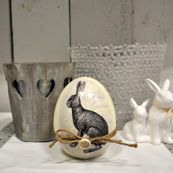 Jajko dekoracyjne z zającem Clayre & Eef Bunny-image-1