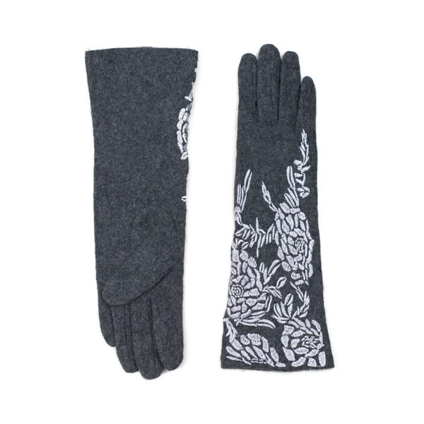 Szare rękawiczki z jasnoszarym wzorem Rosemary Lungo