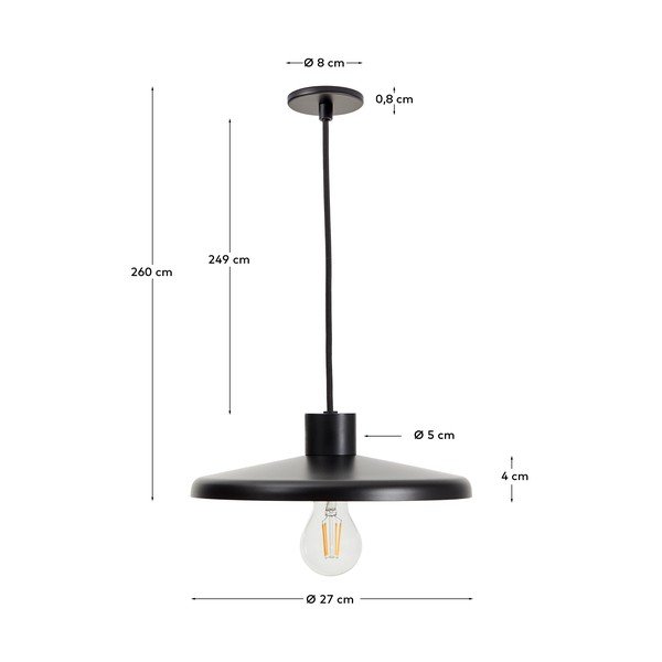 Czarna lampa wisząca z metalowym kloszem Nuvira – Kave Home-image-4