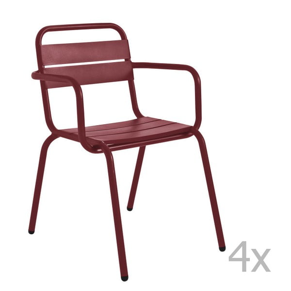 Zestaw 4 ciemnoczerwonych krzeseł ogrodowych Isimar Barceloneta