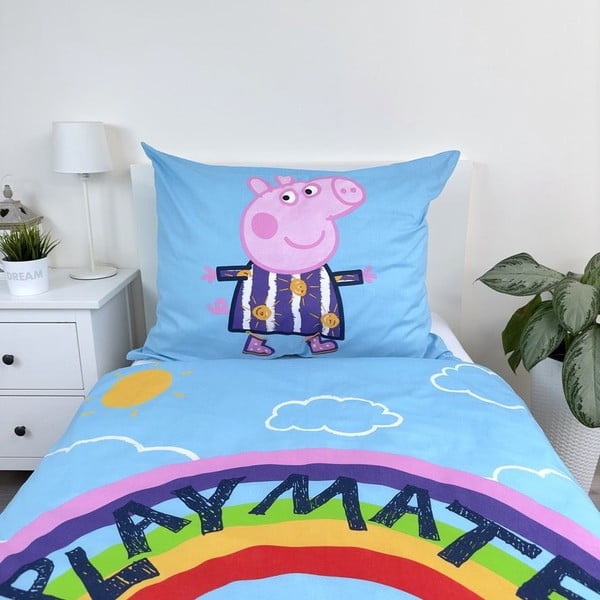 Bawełniana fluorescencyjna pościel dziecięca jednoosobowa 140x200 cm Peppa Pig – Jerry Fabrics-image-4