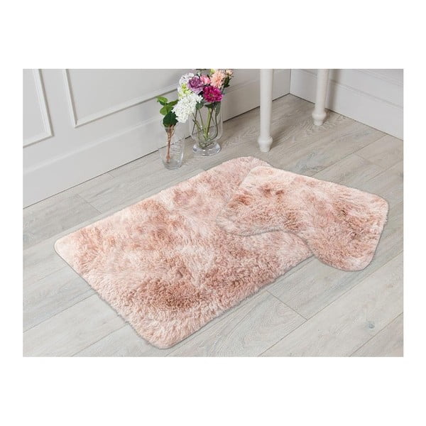 Zestaw 2 różowych dywaników łazienkowych Melange, 50x60 cm / 60x100 cm