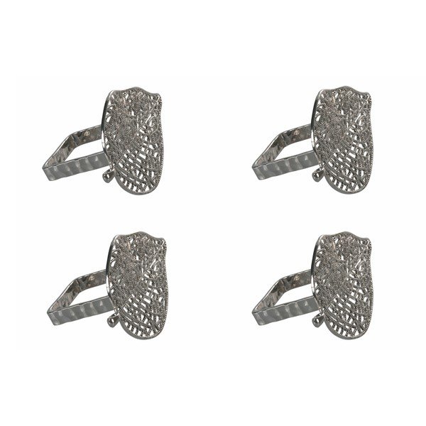 Zestaw 4 metalowych obrączek na serwetki w kolorze srebra Villa d'Este Argento-image-4