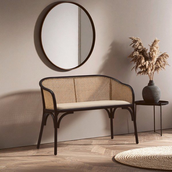 Czarna/w naturalnym kolorze tapicerowana ławka Cebu – Premier Housewares-image-4