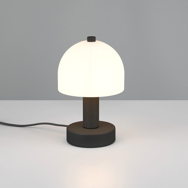 Czarno-biała lampa stołowa ze szklanym kloszem (wysokość 19 cm) Glenn – Reality-image-1