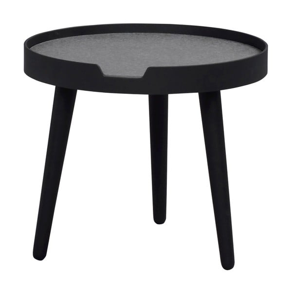 Czarny stolik z konstrukcją z jasnego drewna Folke Wraith, ⌀ 45 cm