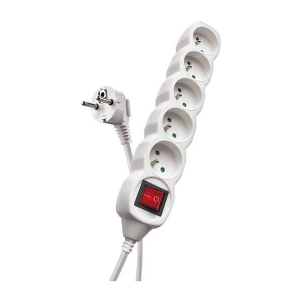 Biały przedłużacz z 5 gniazdkami i włącznikiem EMOS, 5m-image-1