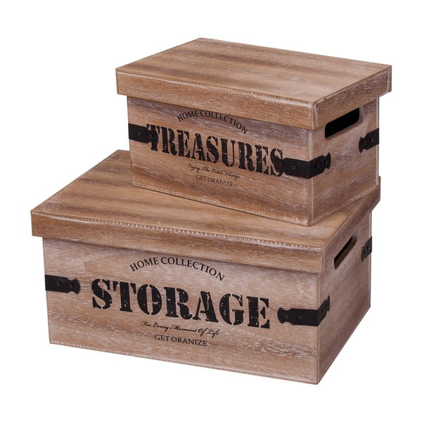 Zestaw 2 drewnianych pudełek Storage