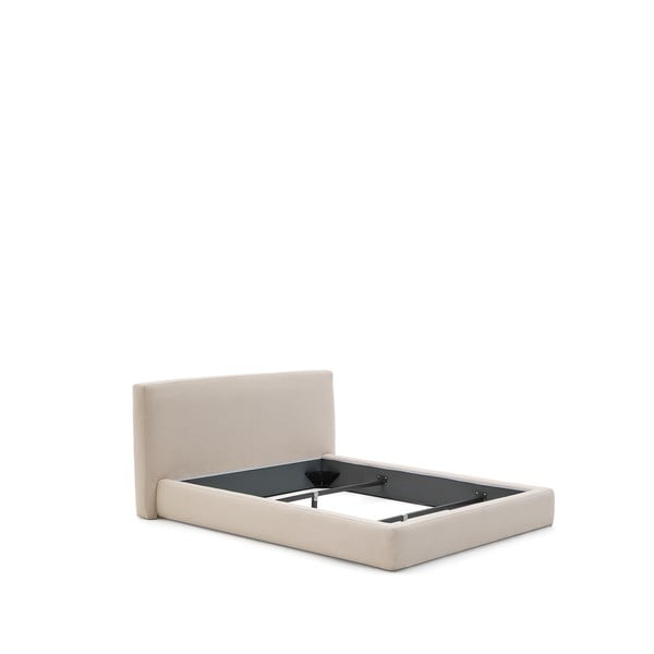 Beżowe tapicerowane łóżko dwuosobowe bez stelaża 180x200 cm Blok – Kave Home
