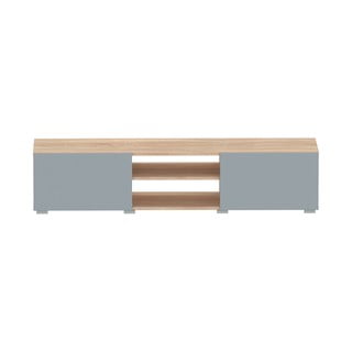Szara szafka pod TV w dekorze dębu 140x31 cm Podium − TemaHome 