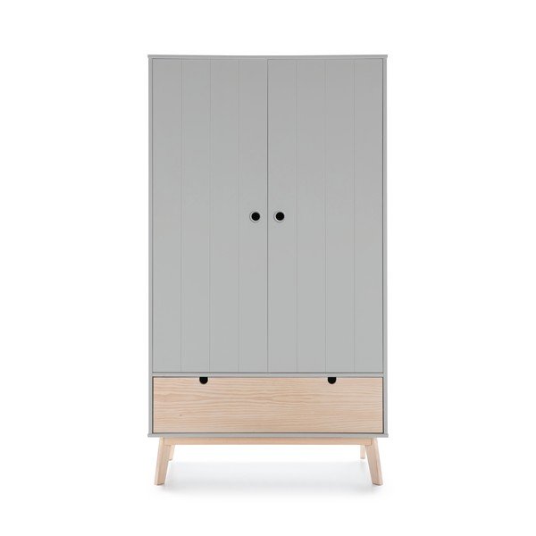 Szara szafa dziecięca z nogami z drewna sosnowego Marckeric Kiara-image-2