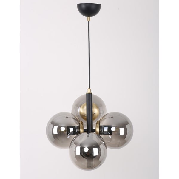 Czarno-szara lampa wisząca ze szklanym kloszem ø 15 cm Forte – Squid Lighting-image-4