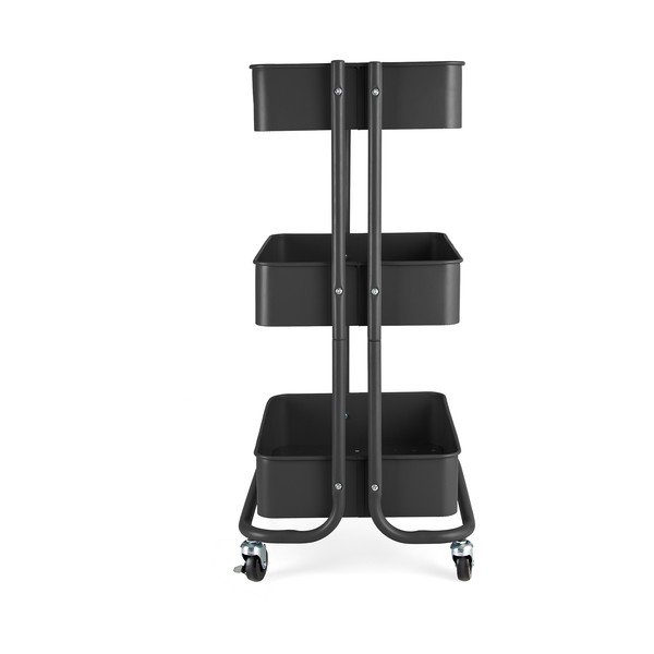 Czarny metalowy regał na kółkach 43x35 cm Grena – Compactor-image-2
