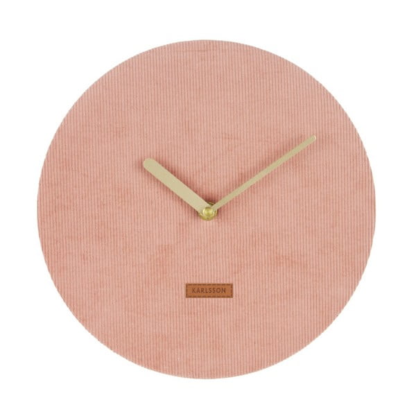 Różowy zegar ścienny ze sztruksem Karlsson Corduroy, ⌀ 25 cm