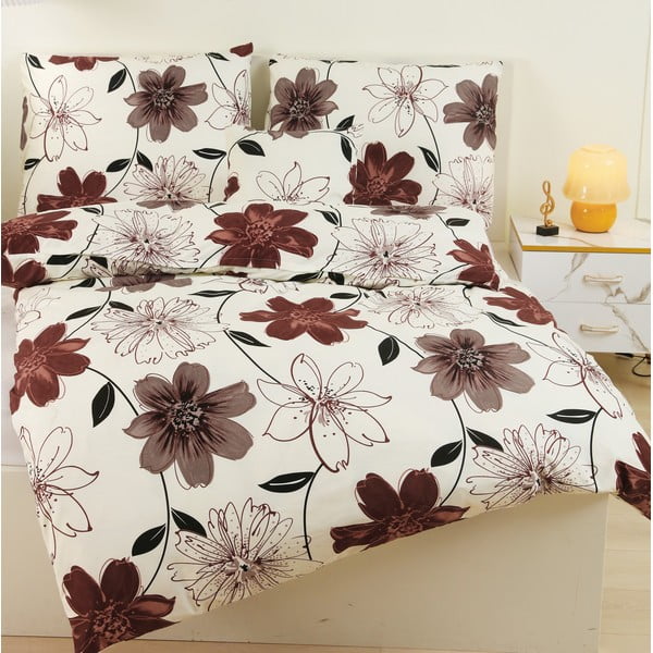 Brązowo-kremowa jednoosobowa pościel z mikrosatyny 6 elementów 140x200 cm Scarlet – My House-image-3