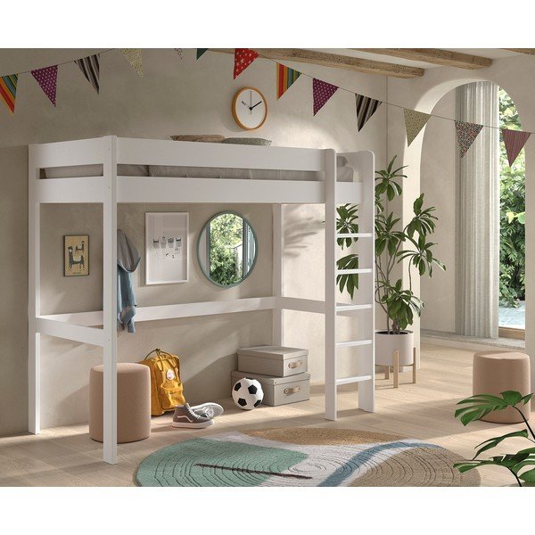 Białe podwyższone łóżko dziecięce ze stelażem 90x200 cm Primo – Vipack-image-1