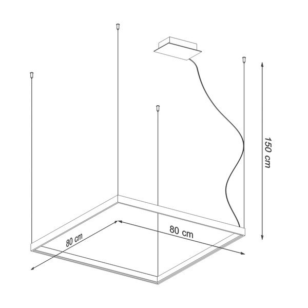Czarna lampa wisząca LED 80x80 cm Aura – Sollux-image-2