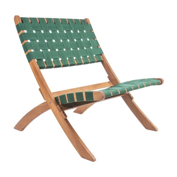 Zielone krzesło z drewna akacjowego z nylonowym obiciem Karlsson Weave