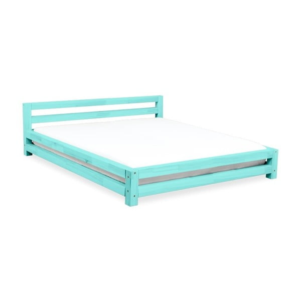 Turkusowe łóżko 2-osobowe z drewna świerkowego Benlemi Double, 160x200 cm