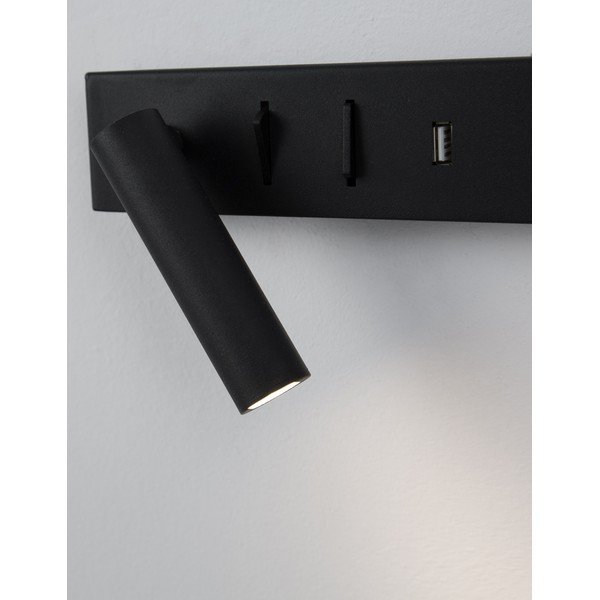Metalowy kinkiet LED z elastyczną konstrukcją/z portem USB w kolorze matowej czerni Vida – Nova Luce-image-1