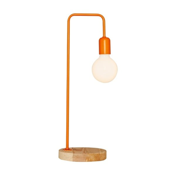 Pomarańczowa lampa stołowa z drewnianymi elementami Valetta